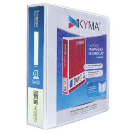 Kyma Panoramic Vinyl Letter Size 2" D-Ring Binder White