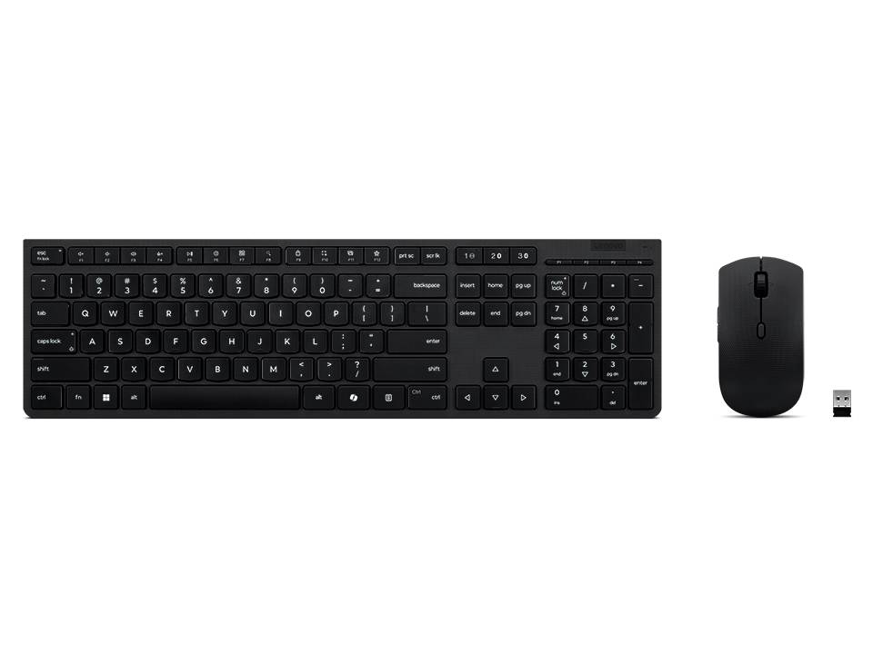 Lenovo Ultra-Thin Rechargeable Wireless Keyboard and Mouse Kit Spanish LA 2.4 GHz Bluetooth