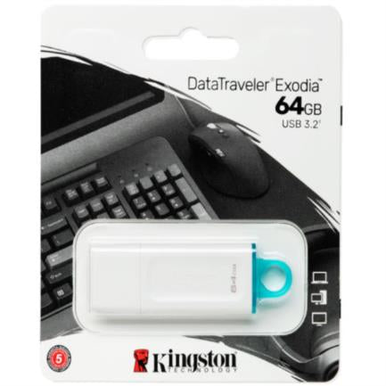 Memoria USB Kingston DataTraveler Exodia 64 GB 3.2 Gen1 Color Blanco