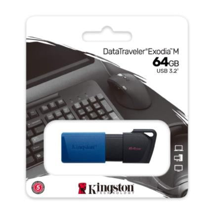 Kingston DataTraveler Exodia M 64GB USB 3.2 Gen 1 Black-Blue USB Flash Drive