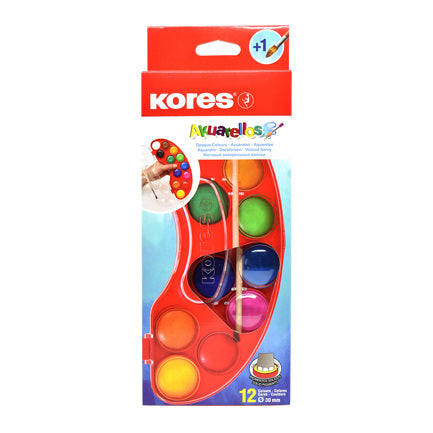 LARGE WATERCOLOR SET KORES 12 CAKES WITH BRUSH