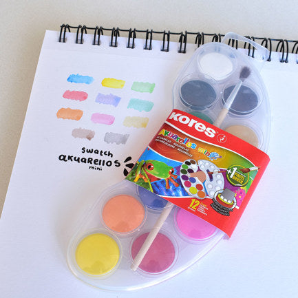 MINI KORES WATERCOLOR SET 12 PANS WITH BRUSH