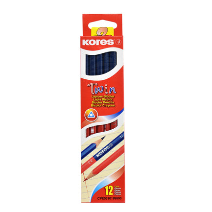 KORES BLUE-RED THIN DOUBLE-ENDED PENCIL BOX/12