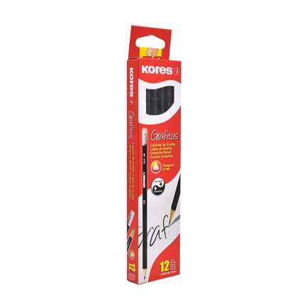 KORES TRIANGULAR BLACK GRAPHITE PENCIL 2HB PACK OF 12