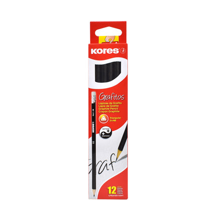 KORES TRIANGULAR BLACK GRAPHITE PENCIL 2HB PACK OF 12
