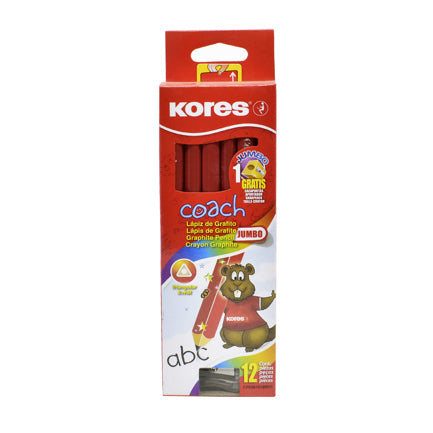 KORES JUMBO COACH TRIANGULAR GRAPHITE PENCIL 2HB RED C/12