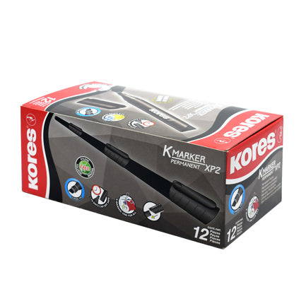 KORES CHISEL TIP PERMANENT MARKER BLACK PK/12