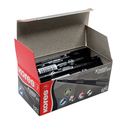 KORES CHISEL TIP PERMANENT MARKER BLACK PK/12