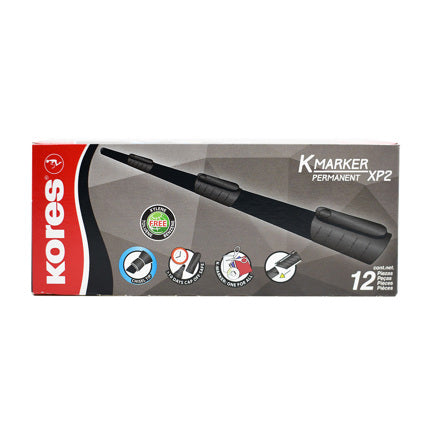 KORES CHISEL TIP PERMANENT MARKER BLACK PK/12