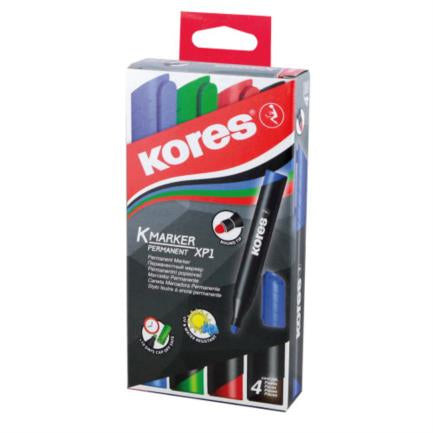 KORES PERMANENT MARKER PLASTIC SET/4 COLORS