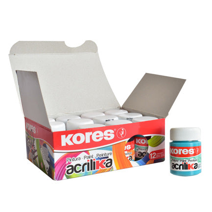 KORES ACRYLIC PAINT 20 ML TURQUOISE W/12 BOTTLES
