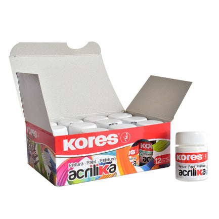 ACRYLIC PAINT KORES 20 ML WHITE 12 BOTTLES/PACK