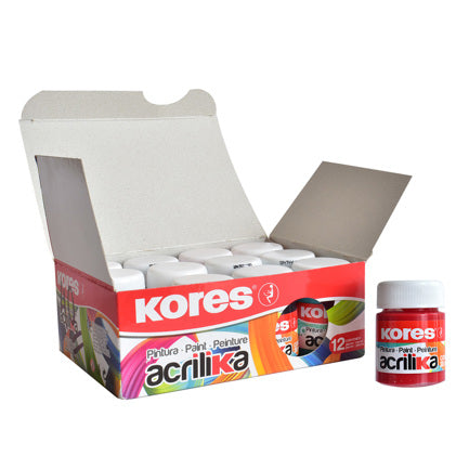 KORES ACRYLIC PAINT 20 ML RED W/12 BOTTLES