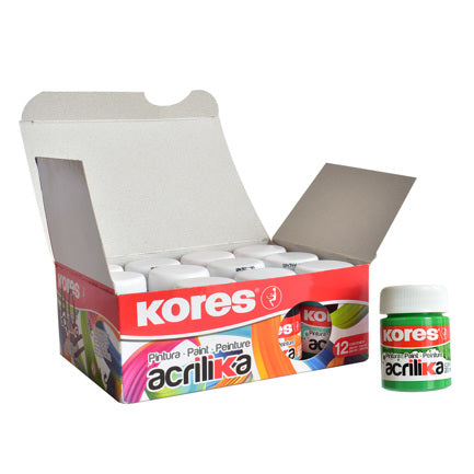 KORES ACRYLIC PAINT 20 ML GREEN W/12 BOTTLES