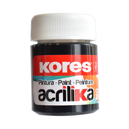 Pintura Kores Acrílica 20ml Color Negro C/12 Botes