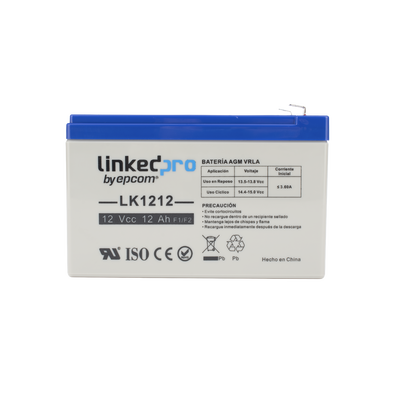 Batería de respaldo 12 V |  12 Ah |  AGM | Especial para Seguridad Electrónica | Vida útil 5 años | Terminales F1  + Adaptador F2