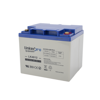 Batería de respaldo 12 V | 40 Ah | AGM | Especial para Seguridad Electrónica | certificada UL | Vida útil 5 años | Terminales T2