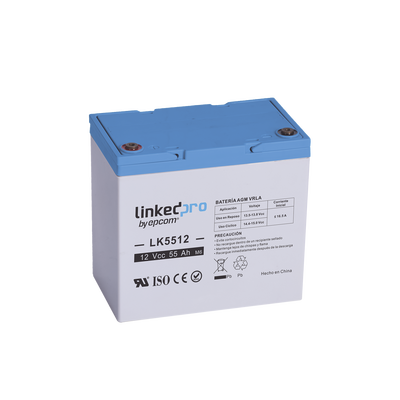 Batería de respaldo 12 V | 55 Ah |  AGM | Especial para Seguridad Electrónica | Vida útil 5 años | Terminales T2