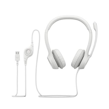 Audífonos Logitech USB H390 para Computadora con Audio Dígital Mejorado Control en Cable Color Blanco Crudo