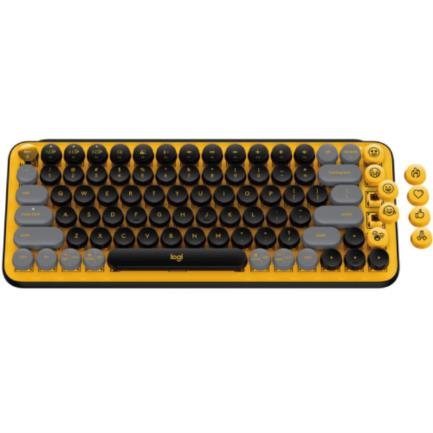 Logitech POP KEYS Wireless Keyboard with Customizable Emojis Blast Yellow-Black