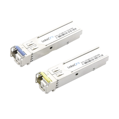 Transceptores Ópticos Industriales Bidireccionales SFP (Mini-Gbic) / Monomodo 1310 & 1550 nm / 1.25 Gbps / 1000BASE-BX / Conector LC/UPC Simplex / DDM / Hasta 3 km / 2 Piezas