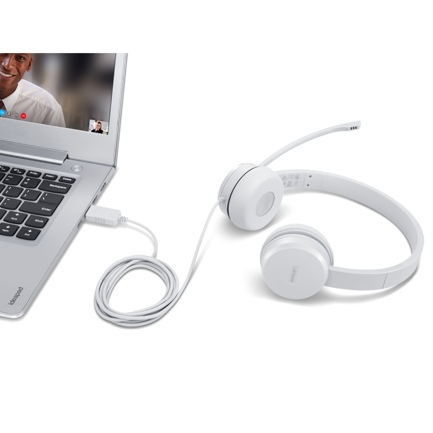 Diadema Alámbrica Lenovo 110 USB Color Nube Gris