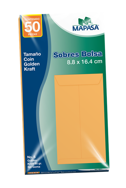 COIN Kraft Mapasa 60g Peel & Seal Center Seam 8.8x16.4cm 10 Packs of 50 Envelopes Each