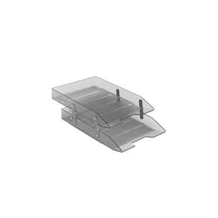 ACRIMET Letter Tray, 2 Tiers, Smoke