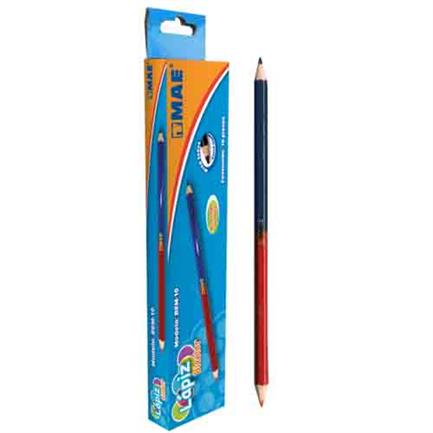 BICOLOR HEXAGONAL THIN PENCIL BOX W/10 PIECES