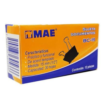 Mae Document Clips 15mm (1/2") 12 Pcs
