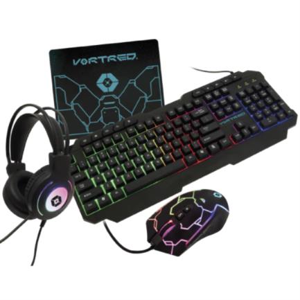 Vortred Wired 4-in-1 Gear Up Gaming Kit Black