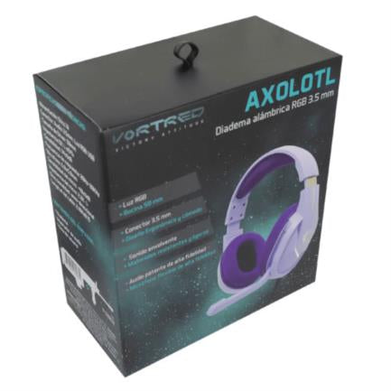 Vortred Axolotl Gamer Wired RGB 3.5mm Purple Headband