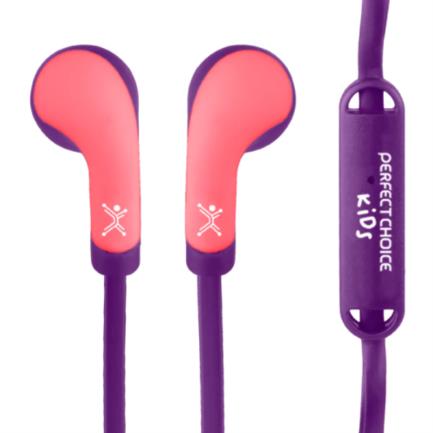 Perfect Choice In-Ear Wired Headphones 3.5mm with Bubble Gum Case Pink-Purple