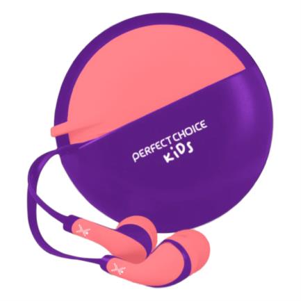 Perfect Choice In-Ear Wired Headphones 3.5mm with Bubble Gum Case Pink-Purple