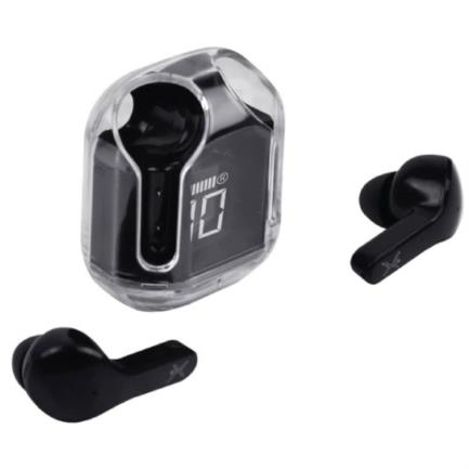 Perfect Choice TWS Wireless Earbuds ClearBeat Transparent Case with Charging Indicator Black