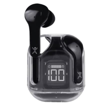 Perfect Choice TWS Wireless Earbuds ClearBeat Transparent Case with Charging Indicator Black