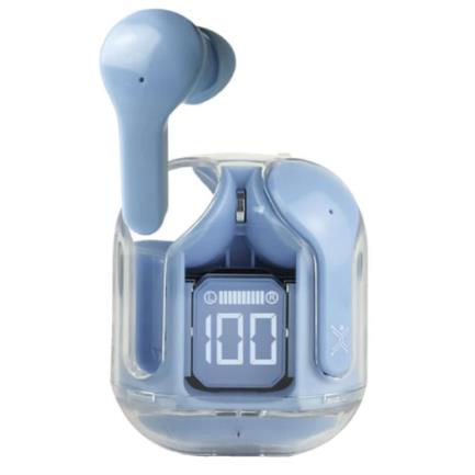 Perfect Choice TWS Wireless Earbuds ClearBeat Transparent Case with Charging Indicator Blue