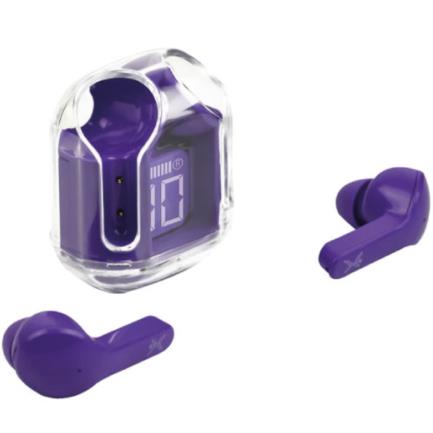 Perfect Choice TWS Wireless Earbuds ClearBeat Transparent Case with Charging Indicator Purple