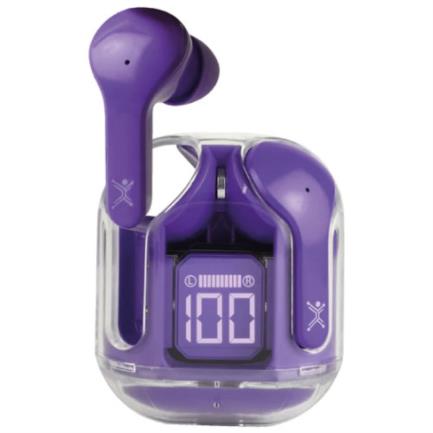 Perfect Choice TWS Wireless Earbuds ClearBeat Transparent Case with Charging Indicator Purple