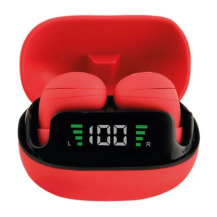 Perfect Choice TWS Mini Tiny Beats Wireless Earbuds with Charging Indicator, Red