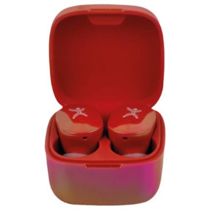 Perfect Choice TWS Brilliant Wireless Headphones 10m Range Bluetooth Red