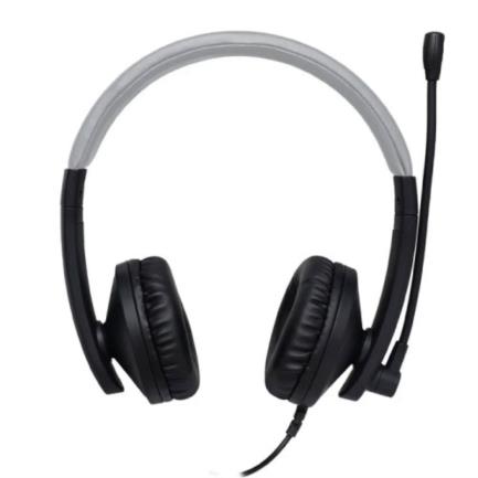 Perfect Choice Professional USB Headphones with Microphone 1.8m Cable Black with Grey