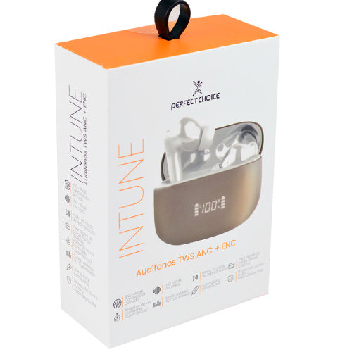 PERFECT CHOICE TWS ANC+ENC INTUNE HEADPHONES - BEIGE/WHITE