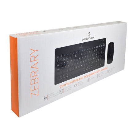 Kit Perfect Choice Teclado+Ratón 2.4Ghz+Bluetooth Recargable USB-C/USB-A Zebrary Negro