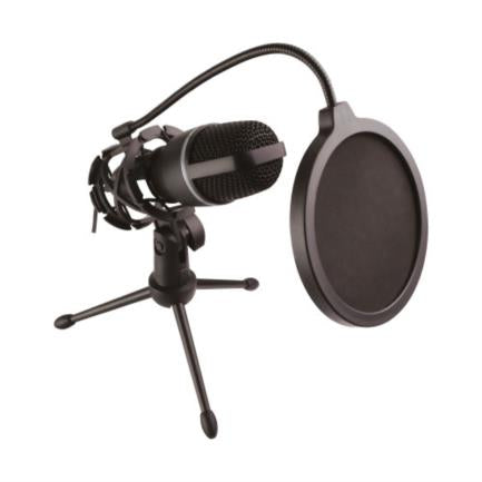 Perfect Choice Noise Barrier Wired 3.5mm Microphone with Filter and Tripod, Black