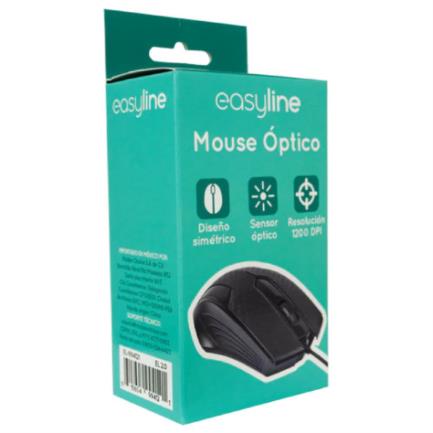 Mouse Easy Line Óptico Alámbrico USB 1200dpi Color Negro