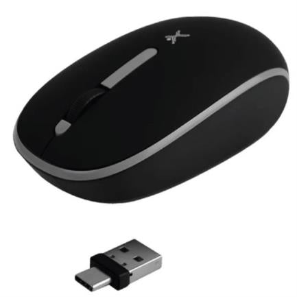 Mouse Inalámbrico Perfect Choice Whisper 2.4 GHz Conector Dual USB C/A Alcance 10m Color Negro
