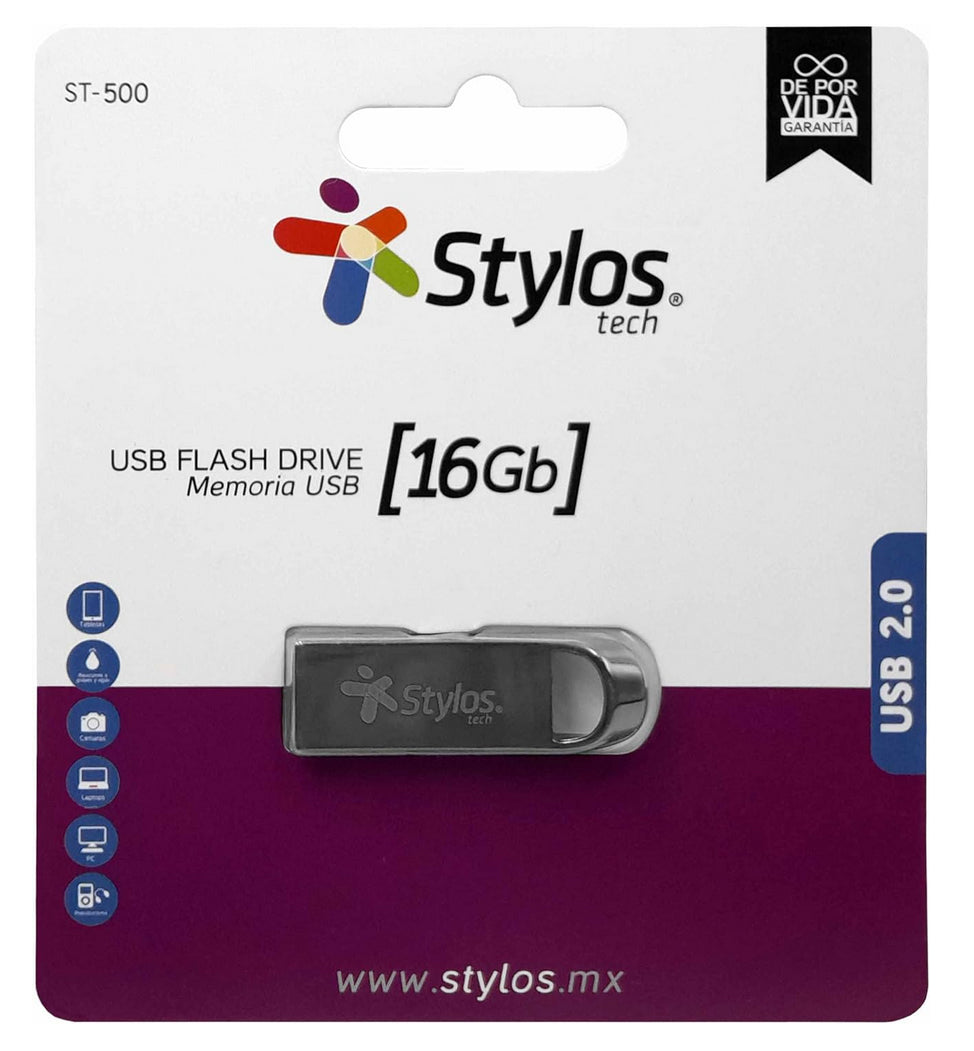 Memoria USB Stylos ST500 16GB Conexion Tipo A 2.0