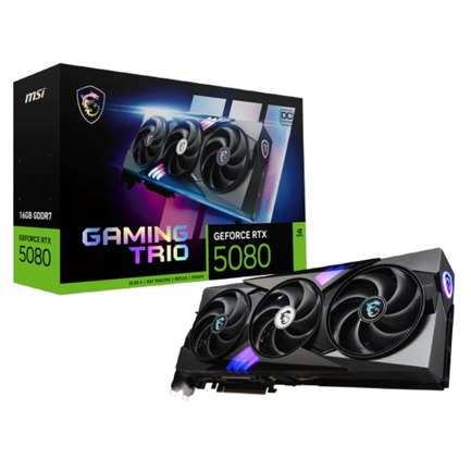 Tarjeta de Video MSI RTX 5080 NVIDIA GeForce GAMING TRIO OC 16GB 256-bit GDDR7 PCI Express x16 5.0