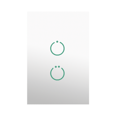(ZWAVE) Interruptor On/Off panel táctil touch inalámbrico Zwave Plus 2 botones. No requiere cable neutro, Compatible con Hubitat HC8, Álula  M2M, otros